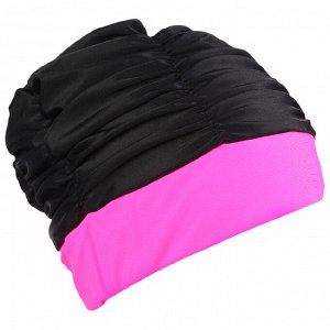 Шапочка для плавания объёмная двухцветная, лайкра, цвет чёрный/розовый
