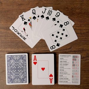 Игральные карты "Golem" для покера, 54 шт. в колоде, синяя рубашка, jumbo index