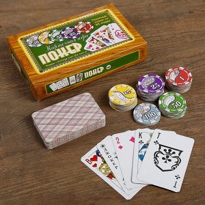 Покер, набор для игры (карты 52 листа, фишки 88 шт.)