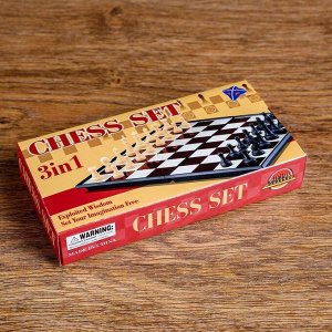 Настольная игра 2 в 1 "Баталия": шашки, шахматы, доска пластик 16.5х16.5см