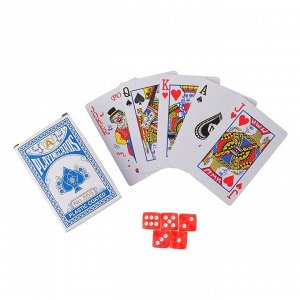 Карты игральные бумажные "Poker range", 2 колоды по 54 шт, 5 кубиков, 25мкр, 8.8х5.7 см