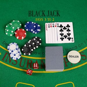 Покер в металлическом кейсе (карты 2 колоды, фишки 300 шт., 5 кубиков), 20.5 х 38 см