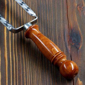 Двойной вилка-шампур с деревянной ручкой, 50см