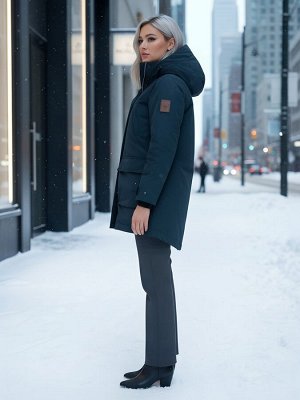 Парка женская зимняя MTFORCE c капюшоном темно-синего цвета 2329TS