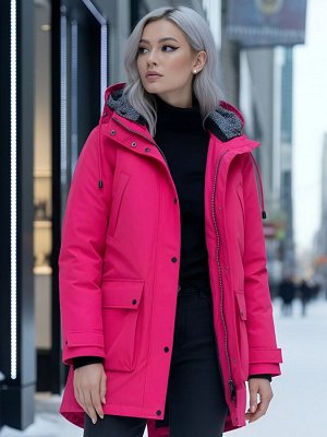 Парка женская зимняя MTFORCE c капюшоном розового цвета 2329R