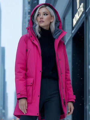 Парка женская зимняя MTFORCE c капюшоном розового цвета 2329R