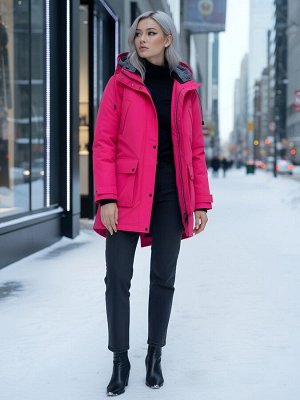 Парка женская зимняя MTFORCE c капюшоном розового цвета 2329R