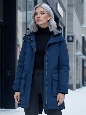 Парка женская зимняя MTFORCE c капюшоном синего цвета 2329S