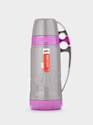 Термос 1 л, 11x31 см, со стеклянной колбой, пластик, фиолетовый