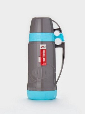 Термос 1 л, 11x31 см, со стеклянной колбой, пластик, голубой