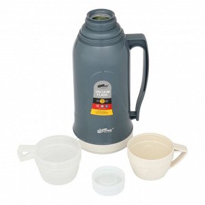 Термос 1.7 л, 14x34 см, со стеклянной колбой, сохраняет тепло 14 ч, серый