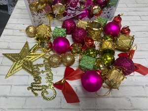 Набор новогодних украшений на елку в пластиковой коробочке