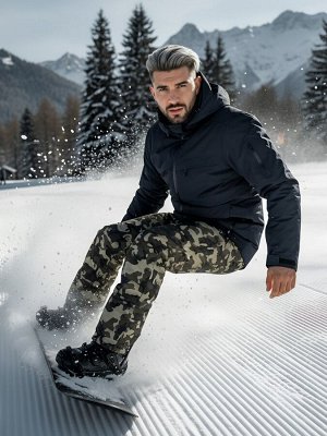 Горнолыжный костюм мужской зимний темно-синего цвета 02412TS