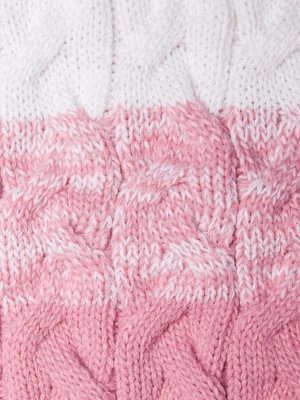 Шапка женская с помпоном + снуд, крупной вязки косой, бледно-розовый