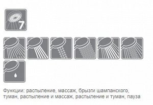 Аксессуары Лейка душевая верхняя, круглая, 7-функц., d 120мм, хром, блистер