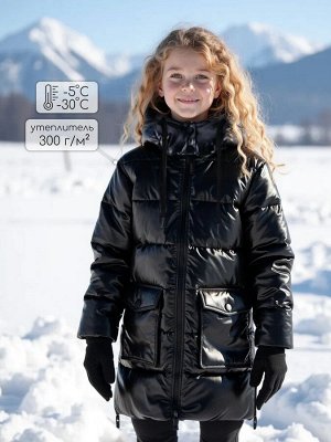 Пальто зимнее для девочки Amarobaby FANCY, черный