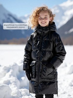 Пальто зимнее для девочки Amarobaby FANCY, черный