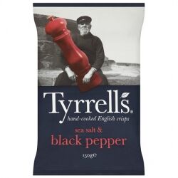 Картофельные чипсы с морской солью и черным перцем Tyrrells, 150 гр