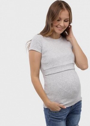 Футболка "Веста" для беременных и кормящих; цвет: серый меланж