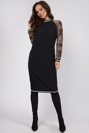 Платье Платье Teffi style 1452 черный 
Рост: 164 см.

Платье &ndash; кокон, без подкладки. Перед платья цельнокроеный, с нагрудными вытачками. Спинка со средним швом, в котором находится потайная мол