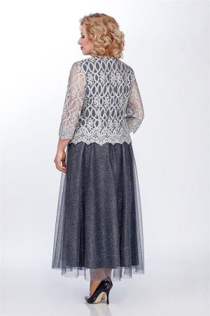 Комплект Комплект LaKona 1261 серебро 
Рост: 164 см.

Комплект двухпредметный: блуза и юбка. Блуза средней длины, полуприлегающего силуэта ,выполнена из ткани: вышивка шелковой нитью на сетке, красив