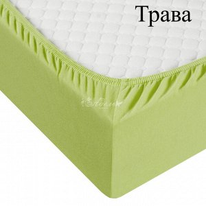 Простыня трикотажная на резинке 90*200*20(трава)