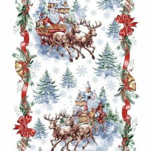 Салфетка-дорожка на стол хлопковая В гостях у Деда Мороза