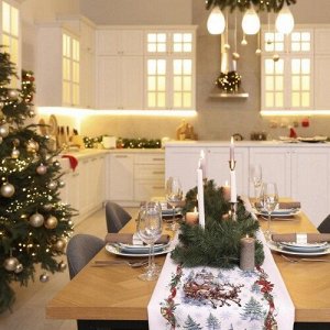 Салфетка-дорожка на стол хлопковая В гостях у Деда Мороза