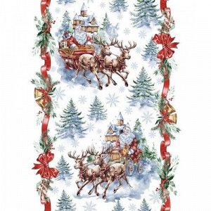 Салфетка-дорожка на стол хлопковая В гостях у Деда Мороза