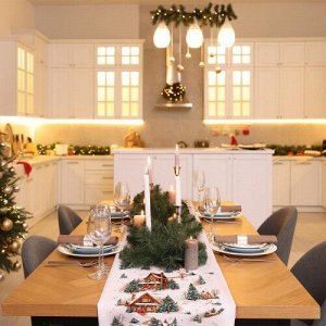 Салфетка-дорожка на стол хлопковая Снеговики года