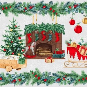 Салфетка-дорожка на стол хлопковая У камина