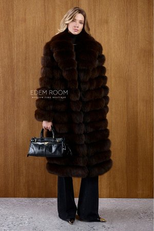 удлинённая шуба из песца