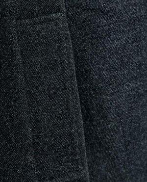 ПАЛЬТО С ВЫСОКИМ ВОРОТНИКОМ ИЗ МЯГКОЙ ТКАНИ С ПОЯСОМ арт. 3046369 802, темно-серый