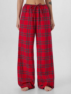 Брюки домашние женские красные в клетку