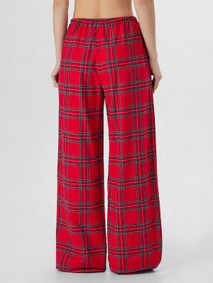 Брюки домашние женские красные в клетку