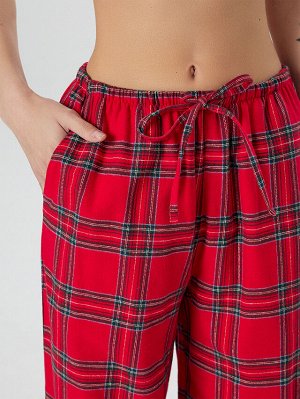 Брюки домашние женские красные в клетку