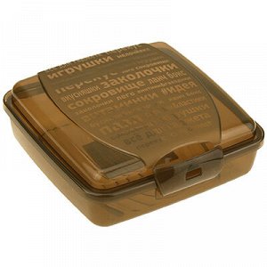 Контейнер-бутербродница пластмассовый "Клик" 0,55л, 13х13х5,5см, цвета микс (Россия)