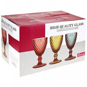 "Виши" Бокал стеклянный 250мл, д7,9см, h15,3см, для вина, набор 6шт, цветное стекло, в подарочной коробке (Китай)