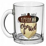 Кружка стеклянная &quot;Ягодка моя&quot; 300мл, д8см, h9,5см, форма &quot;Чайная&quot; (Россия)