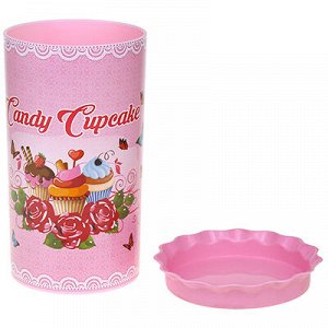 Контейнер для продуктов пластмассовый "Candy №3" 1,1л, д12см, h18см, розовый (Россия)
