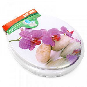 Сиденье для унитаза мягкое "Орхидеи" 42х36см, фотопечать, кожзам, наполнитель поролон (Китай)