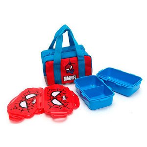 Набор герметичных пластиковых контейнеров для обедов lunch box MARVEL Человек-паук 2-1 + ТЕРМО Сумочка.