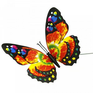 Декор "Бабочка" 12см на проволке 25см, цвета микс (Китай)