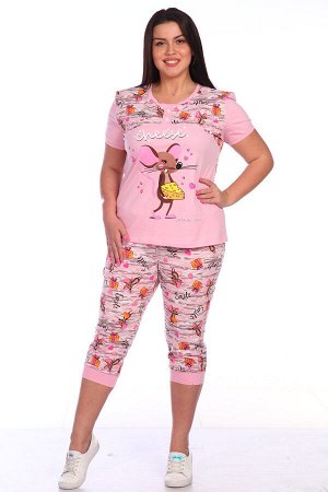 Пижама Ткань: кулирка 100% хлопок ментол,розовая
