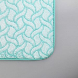 Набор ковриков для ванны и туалета Доляна «Винель», 2 шт: 40?50, 50?80 см, цвет бирюзовый