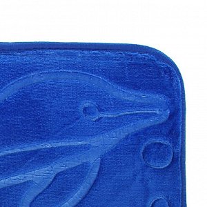 Набор ковриков для ванны и туалета Доляна «Дельфины», 3 шт: 39x43, 40x50, 50x80 см, цвет МИКС