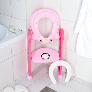 Детская накладка - сиденье на унитаз «Пингвин», цвет розовый
