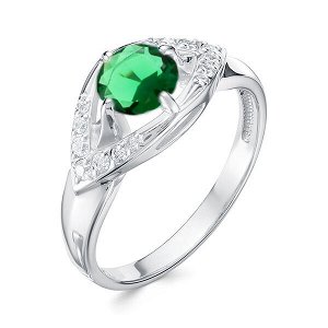 Серебряное кольцо с агатом зелёным и фианитом 01-1050/00АГ-00