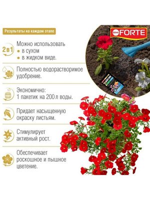 Удобрение для петуний,бегоний,пеларгоний и др.ампельных, водораств.с аминокисл-ми, пакет, комплексное, порошок, 100 г, Bona Forte