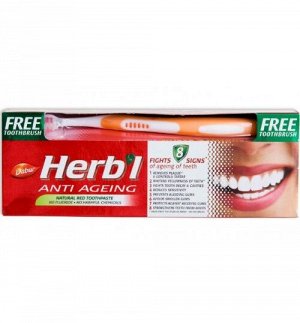 Паста зубная DABUR HERB'L ANTI AGEING (для предотвращения возрастных изменений на зубах) with Toothbrush   + зубная щётка ср. же, 150 гр.